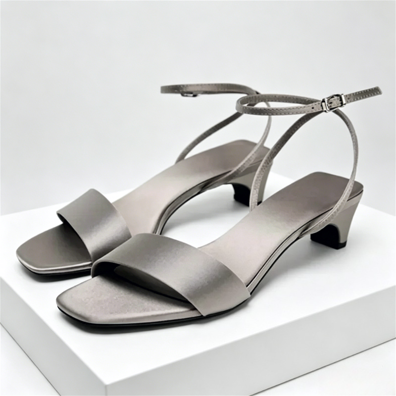 Wide Fit Heels - Elegant Square Toe Ankle Strap Heeled