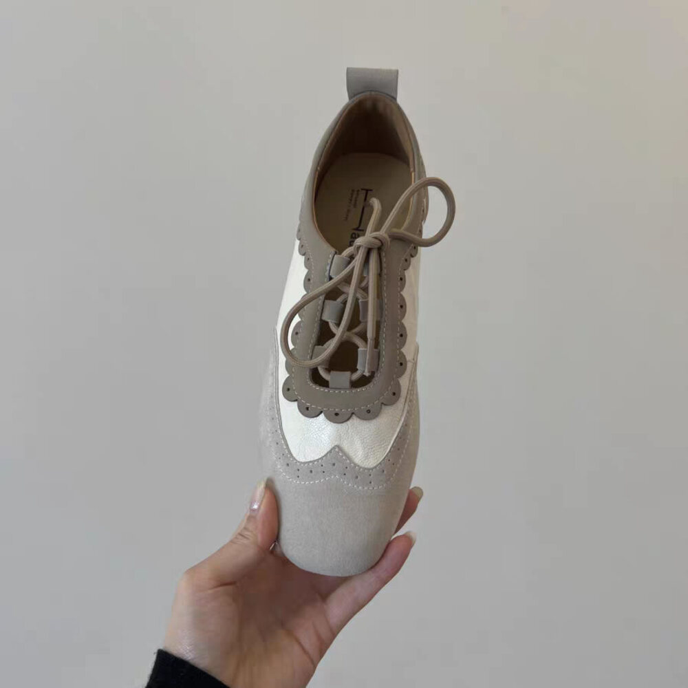 Women Shoes Elegant - Women's Retro Scalloped Brogue Oxford Shoes,