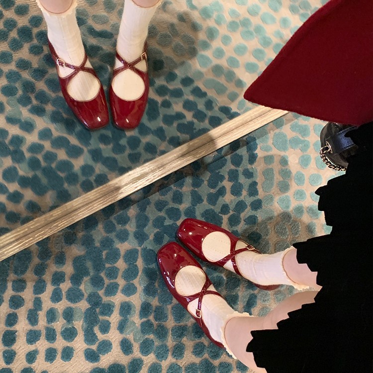 Ballet Flat Women - Red Mary Jane Flat Soes for