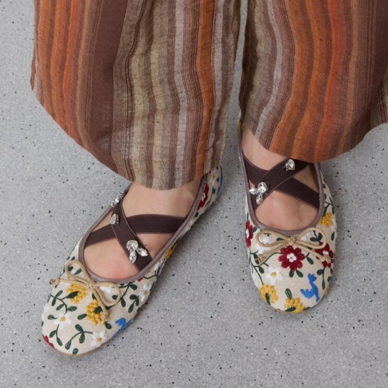Embroidery Flower Ballet Flats - Ballet Flat Women ulasan dan harga