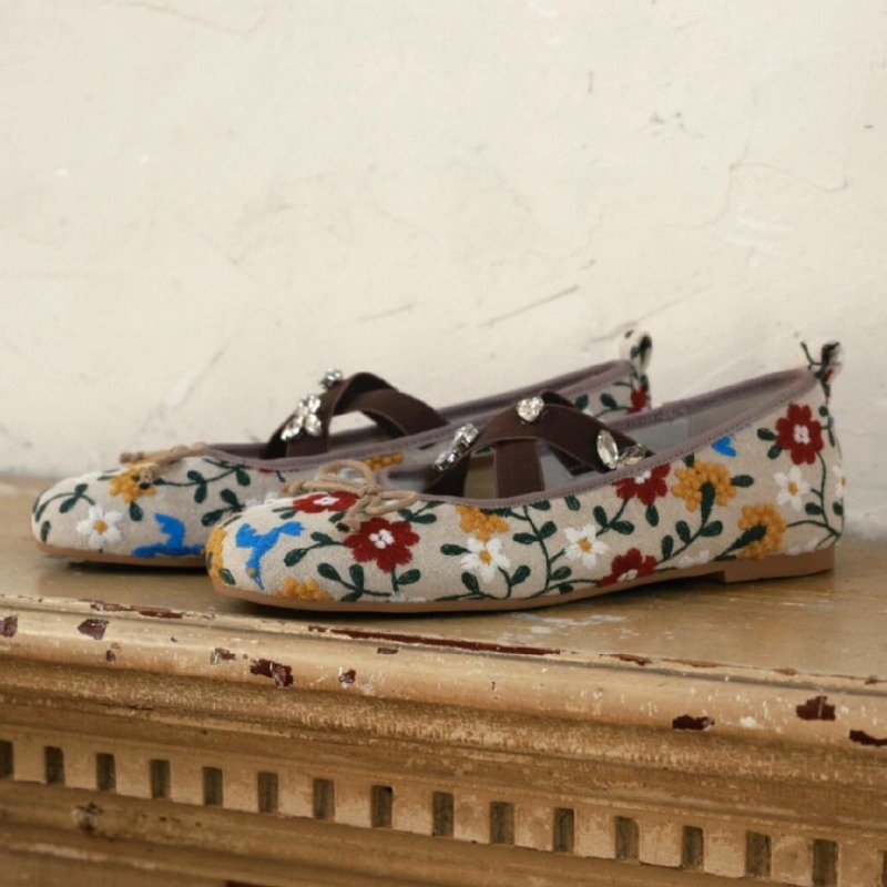 Embroidery Flower Ballet Flats - Ballet Flat Women ulasan dan harga