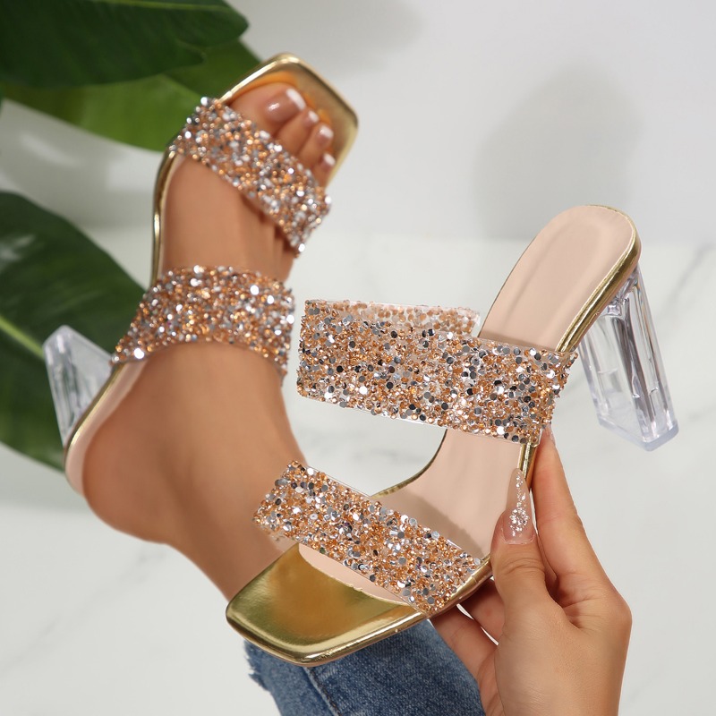 2025 New Fashion Double Band G - Metallic Heel Sandal ulasan dan harga