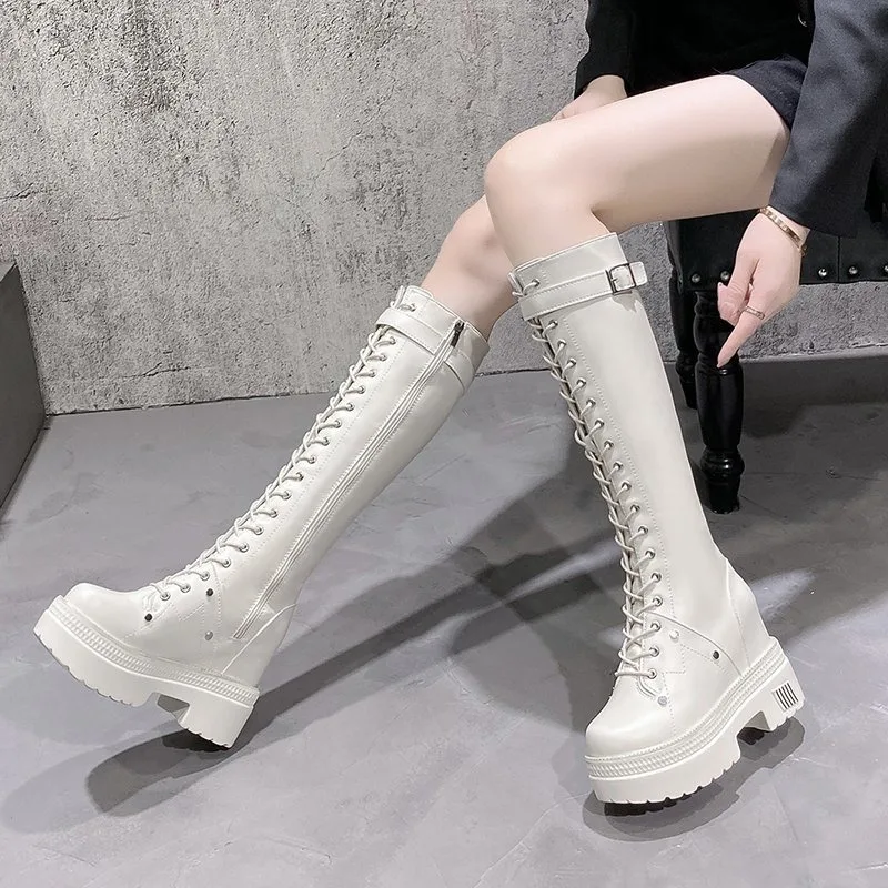 10CM New Women Platform Knee H - Wedge Heeled Sneaker ulasan dan harga