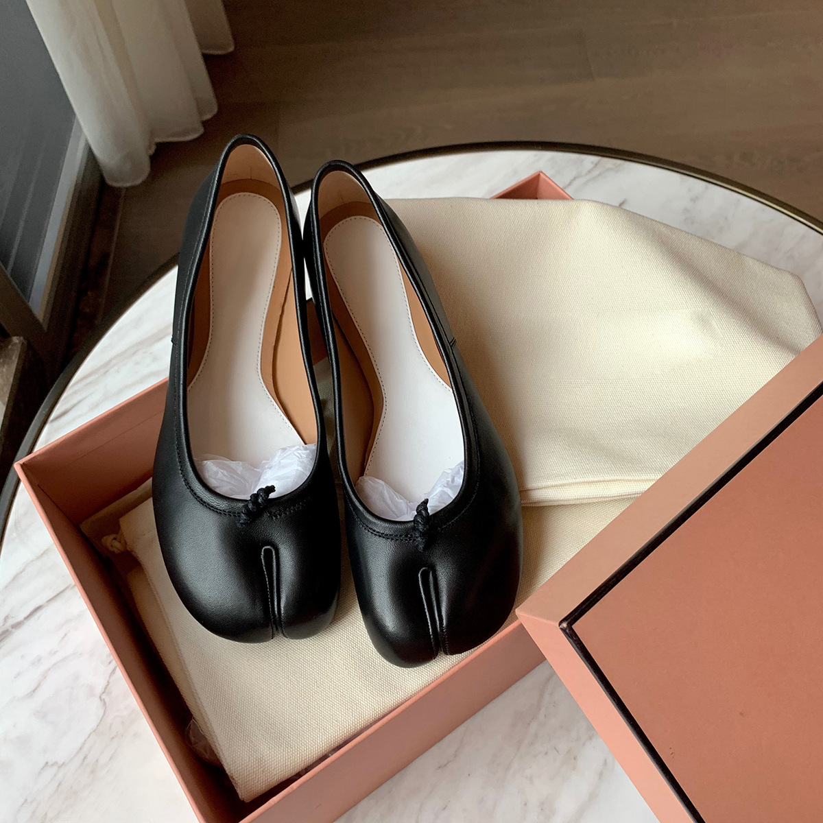 Black Ballets Flats Split Toe  - Women'S Shoes Loafers Black ulasan dan harga