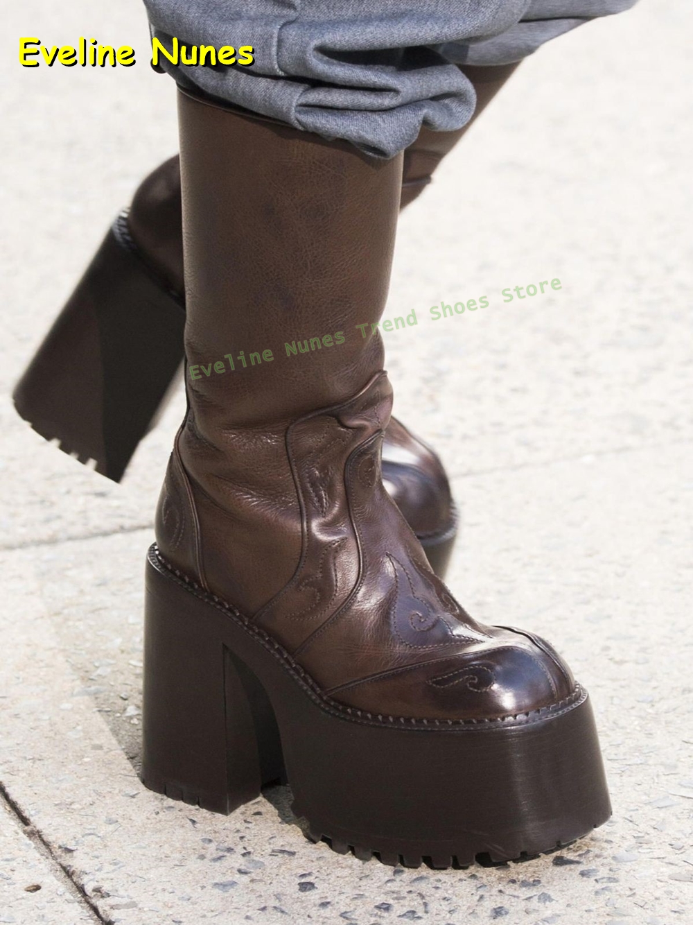 Embroidery Platform Knee High  - Women'S Shoes Trending 2025 ulasan dan harga