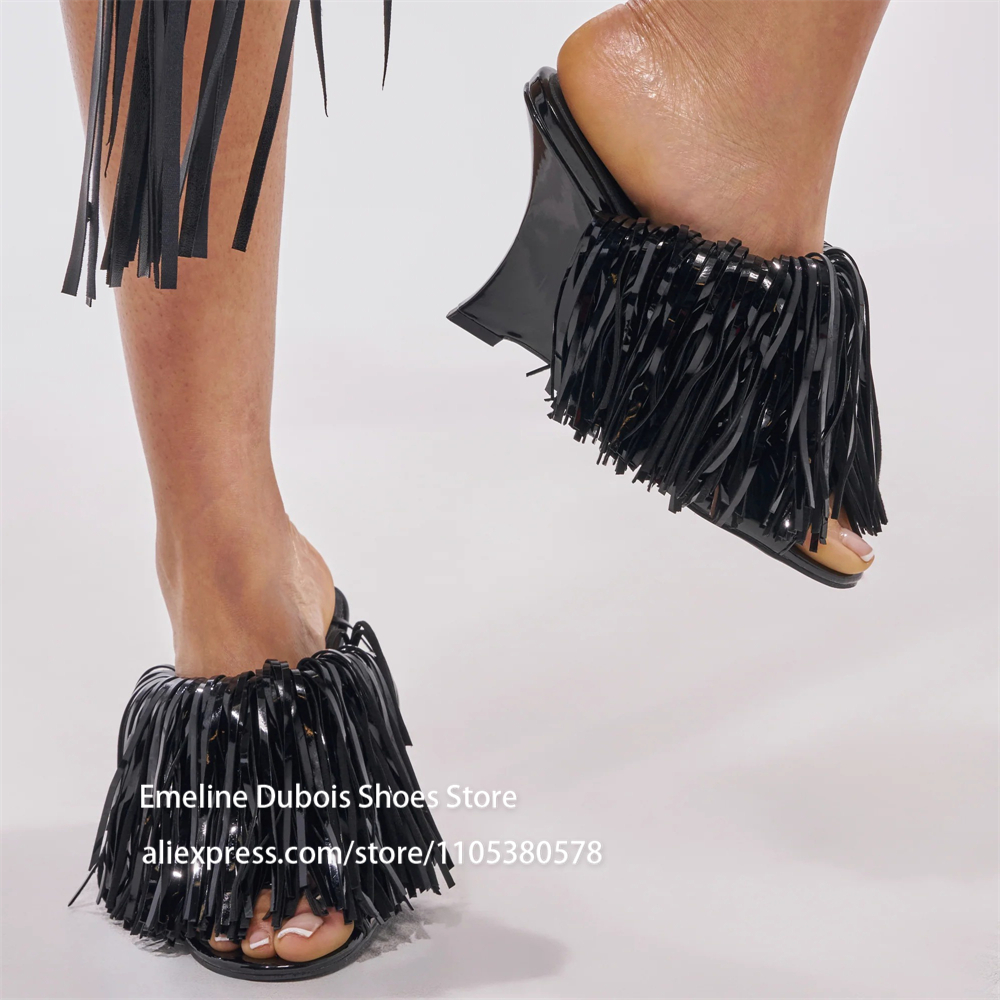 Blue Patent Leather Fringe Wed - Wedge Heeled Sneaker ulasan dan harga