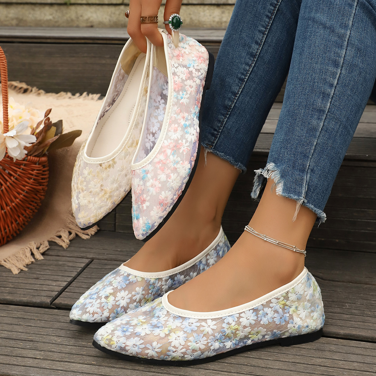 Summer Elegant Flower Low Heel - Women'S Shoes Toms ulasan dan harga