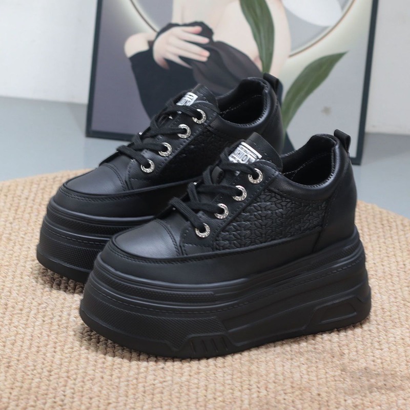 2026 New 10CM Genuine Leather  - Wedge Heeled Sneaker ulasan dan harga
