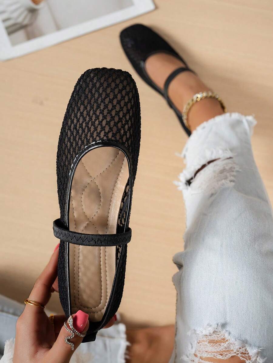 Summer Mesh Hollow Flat Shoes  - Ballet Flat Women ulasan dan harga