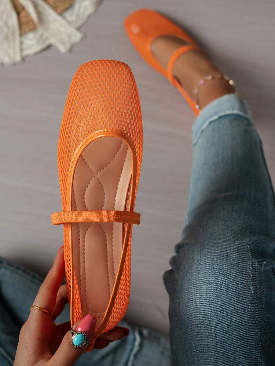 Summer Mesh Hollow Flat Shoes  - Ballet Flat Women ulasan dan harga