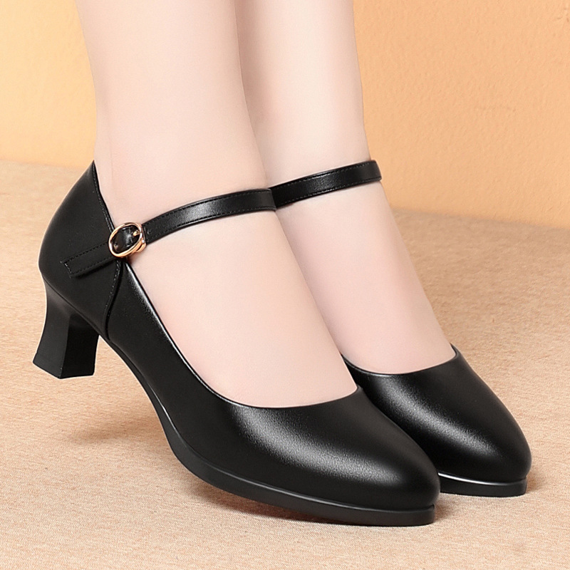 5cm Heels Flight Attendant Wor - Women Shoes Black ulasan dan harga