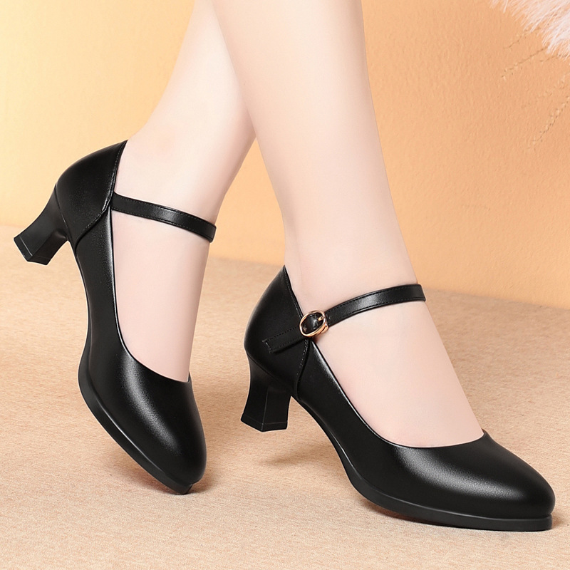 5cm Heels Flight Attendant Wor - Women Shoes Black ulasan dan harga