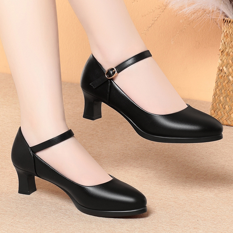 5cm Heels Flight Attendant Wor - Women Shoes Black ulasan dan harga