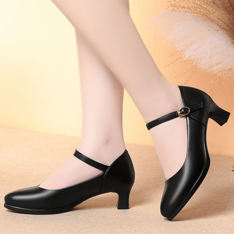 5cm Heels Flight Attendant Wor - Women Shoes Black ulasan dan harga