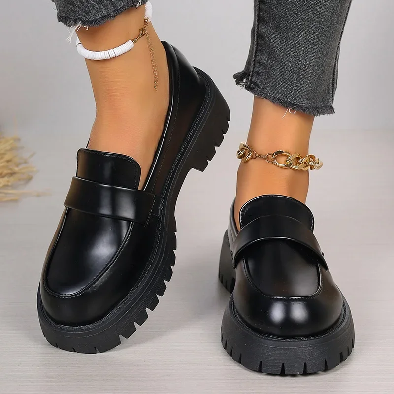 Plus Size 35-43 Black Pu Leath - Women'S Shoes Loafers Black ulasan dan harga