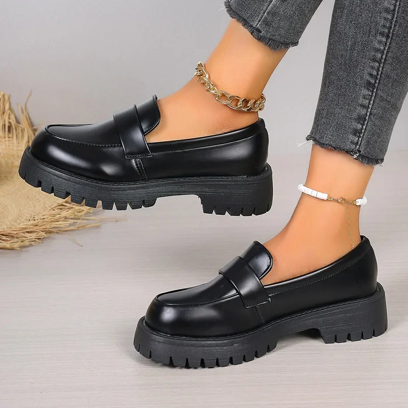 Plus Size 35-43 Black Pu Leath - Women'S Shoes Loafers Black ulasan dan harga