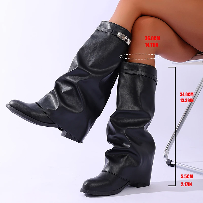 Brand Design Black Pu Leather  - Wide Fit Heels ulasan dan harga