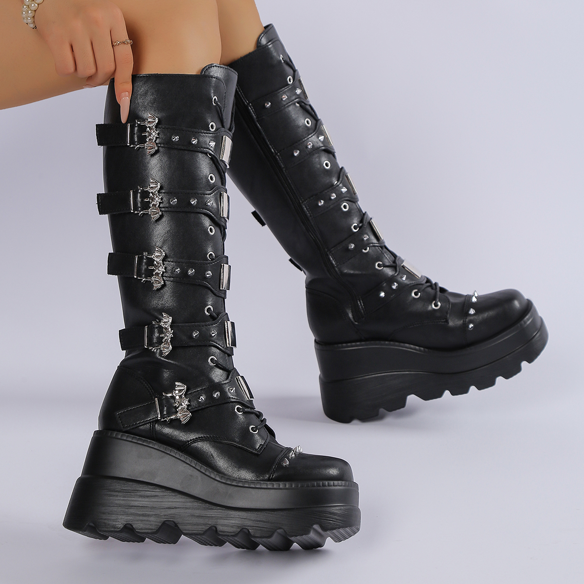 New Ladies Goth Platform Boots - Wedge Heeled Sneaker ulasan dan harga