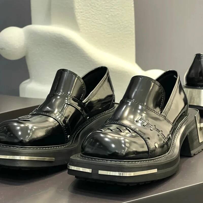 Retro Women Men Metal Genuine  - Women'S Shoes Loafers Black ulasan dan harga