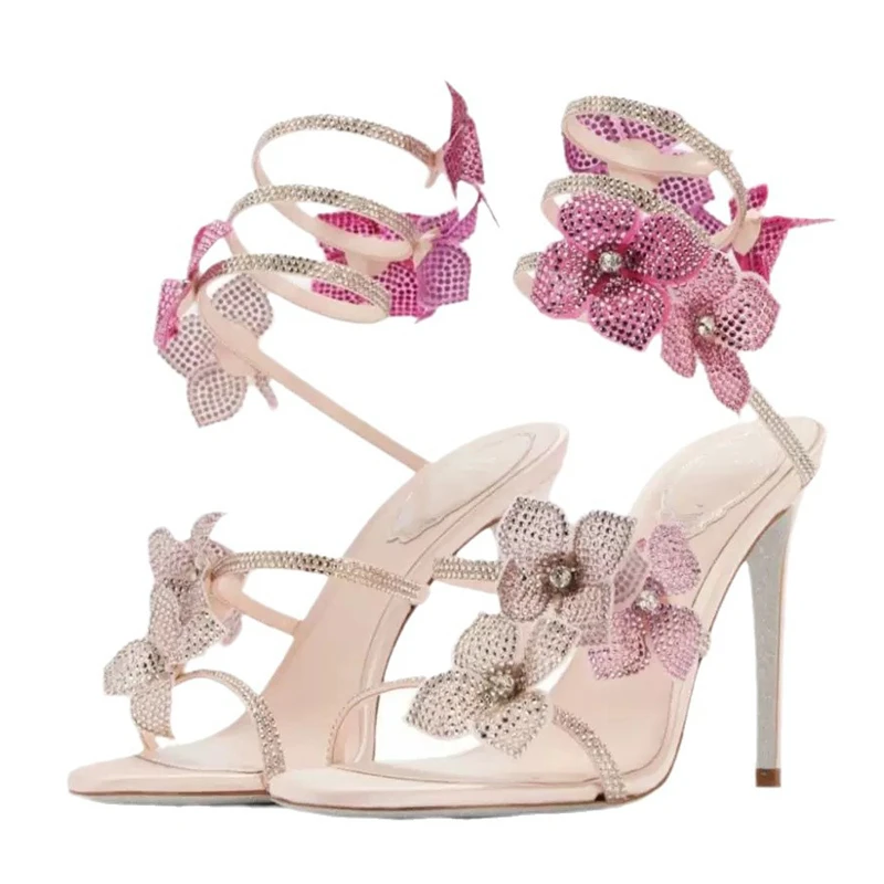 Eilyken Sexy CRYSTAL Flower Th - Metallic Heel Sandal ulasan dan harga