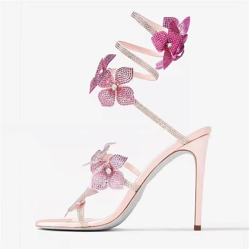 Eilyken Sexy CRYSTAL Flower Th - Metallic Heel Sandal ulasan dan harga