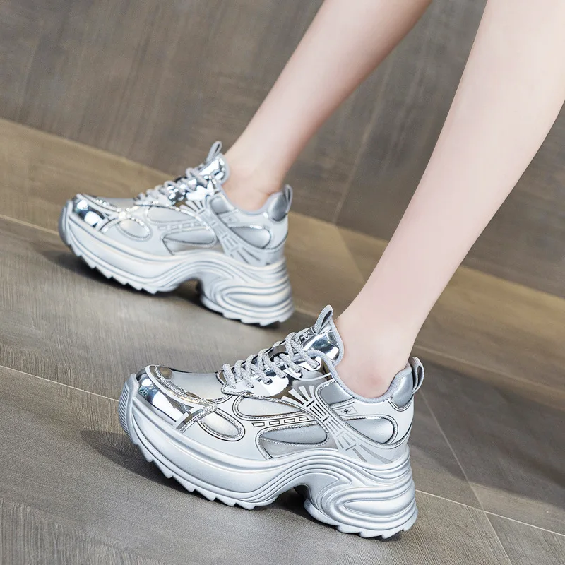 9CM Chunky Sneakers for Women  - Wedge Heeled Sneaker ulasan dan harga