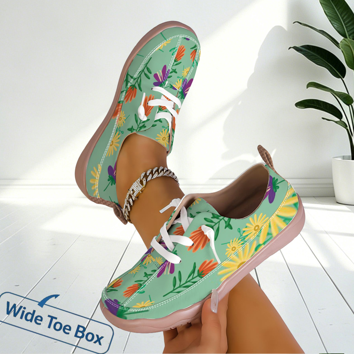 Casual Shoes Floral Print Wide - Women'S Shoes With Wide Toe Box ulasan dan harga
