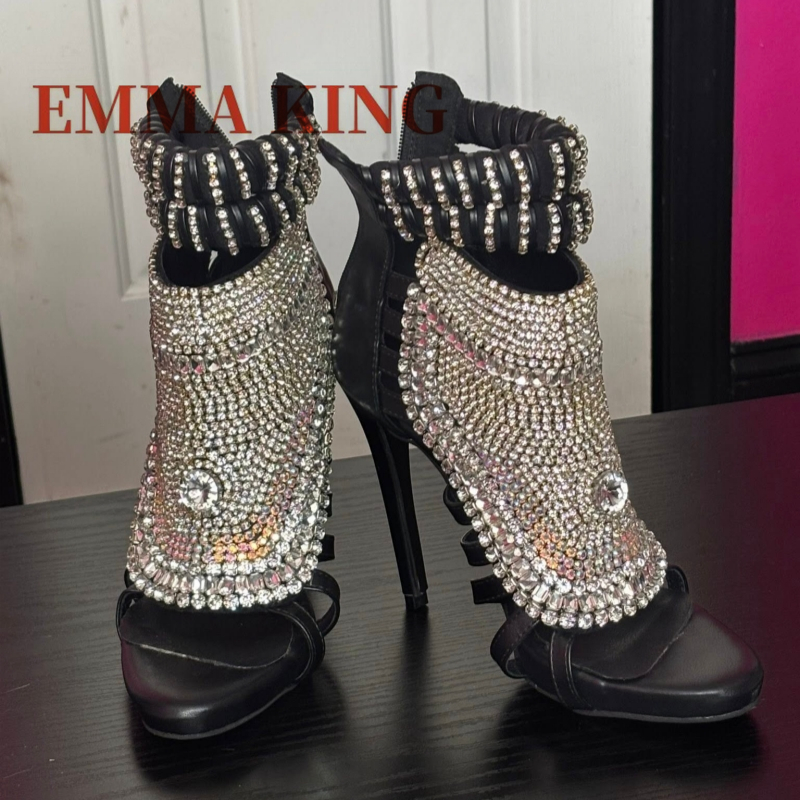 Crystal Rhinestone Embellished - Platform Mule Heel ulasan dan harga