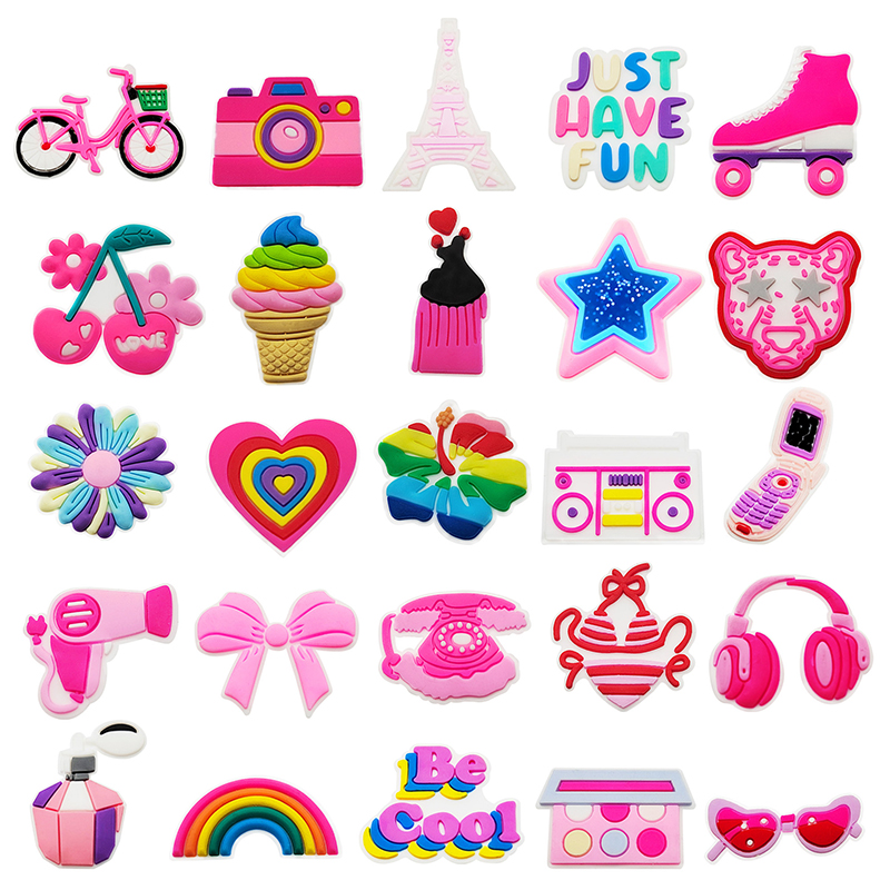 Cute Pink PVC Shoe Charms Pin  - Croc Style Clog ulasan dan harga