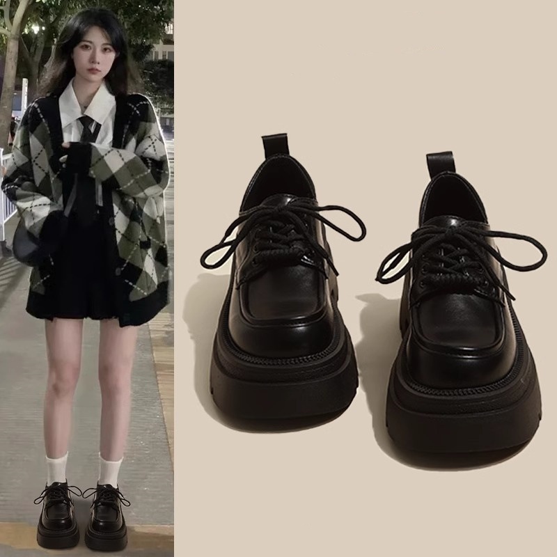 British Style Small Leather Sh - Women'S Shoes Loafers Black ulasan dan harga