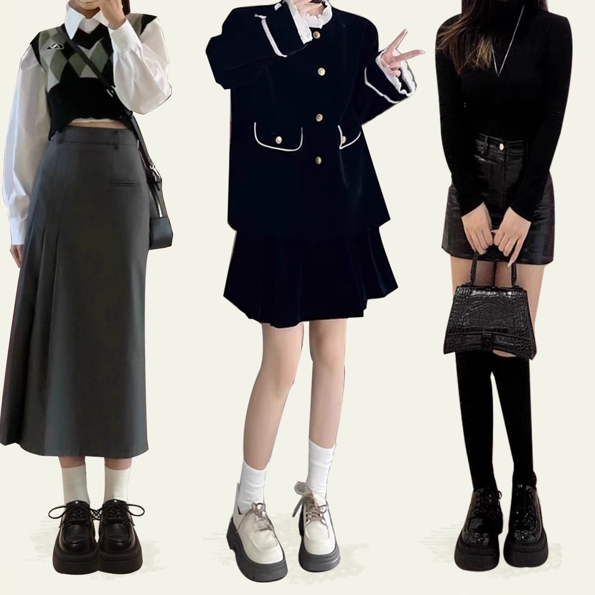 British Style Small Leather Sh - Women'S Shoes Loafers Black ulasan dan harga