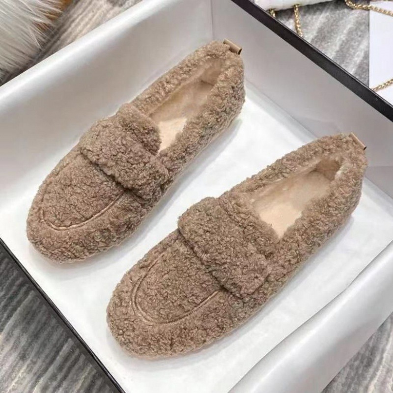 Women's Thick Sole Furry Shoes - Women'S Shoes Loafers Black ulasan dan harga