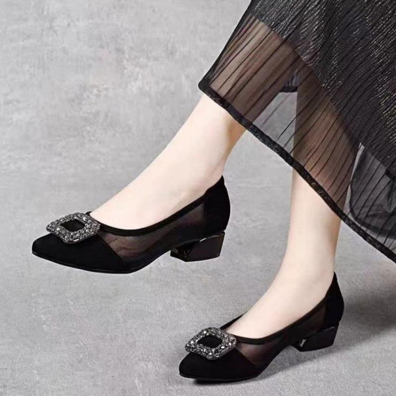 Elegant Pointed Toe Mesh Block - Women Shoes Elegant ulasan dan harga