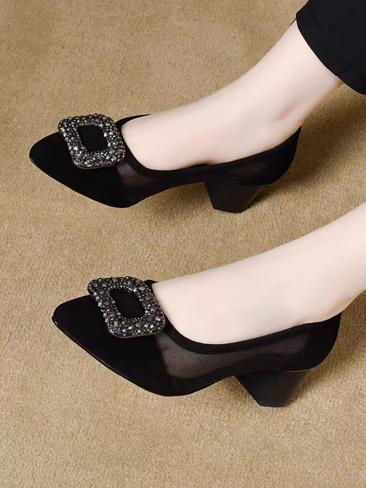 Elegant Pointed Toe Mesh Block - Women Shoes Elegant ulasan dan harga